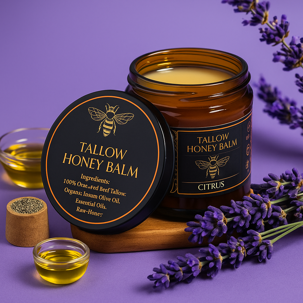 Organic Beef Tallow Balm With Raw Honey Moisturizing Cream